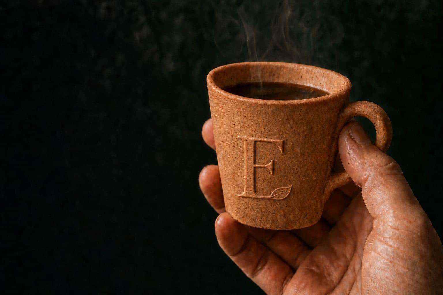 Taza comestible Ecotaza servida con café